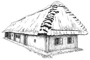 Die Skizze des Bauernhauses vom Dazumal Freilichtmuseum